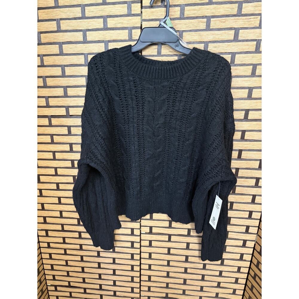 Time and Tru‎ Black Cable Knit Sweater Size XL